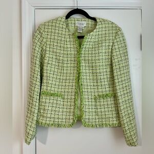 Conrad C Collection Blazer Women’s Size 10 Green, Black and White Tweed Jacket